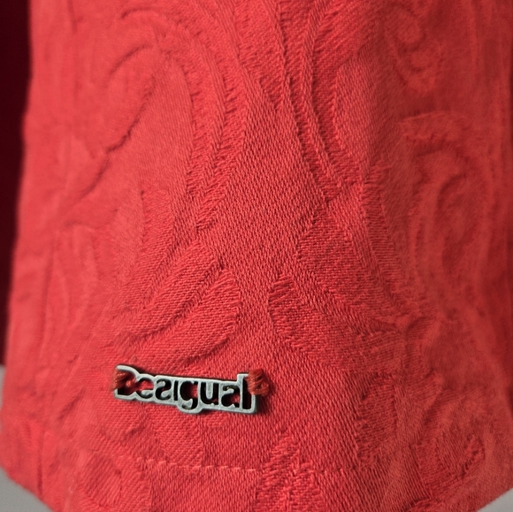 Desigual Peachy Red A Line  Floral Cotton Coat. Size 40 / Medium/ 8 - Picture 8 of 16